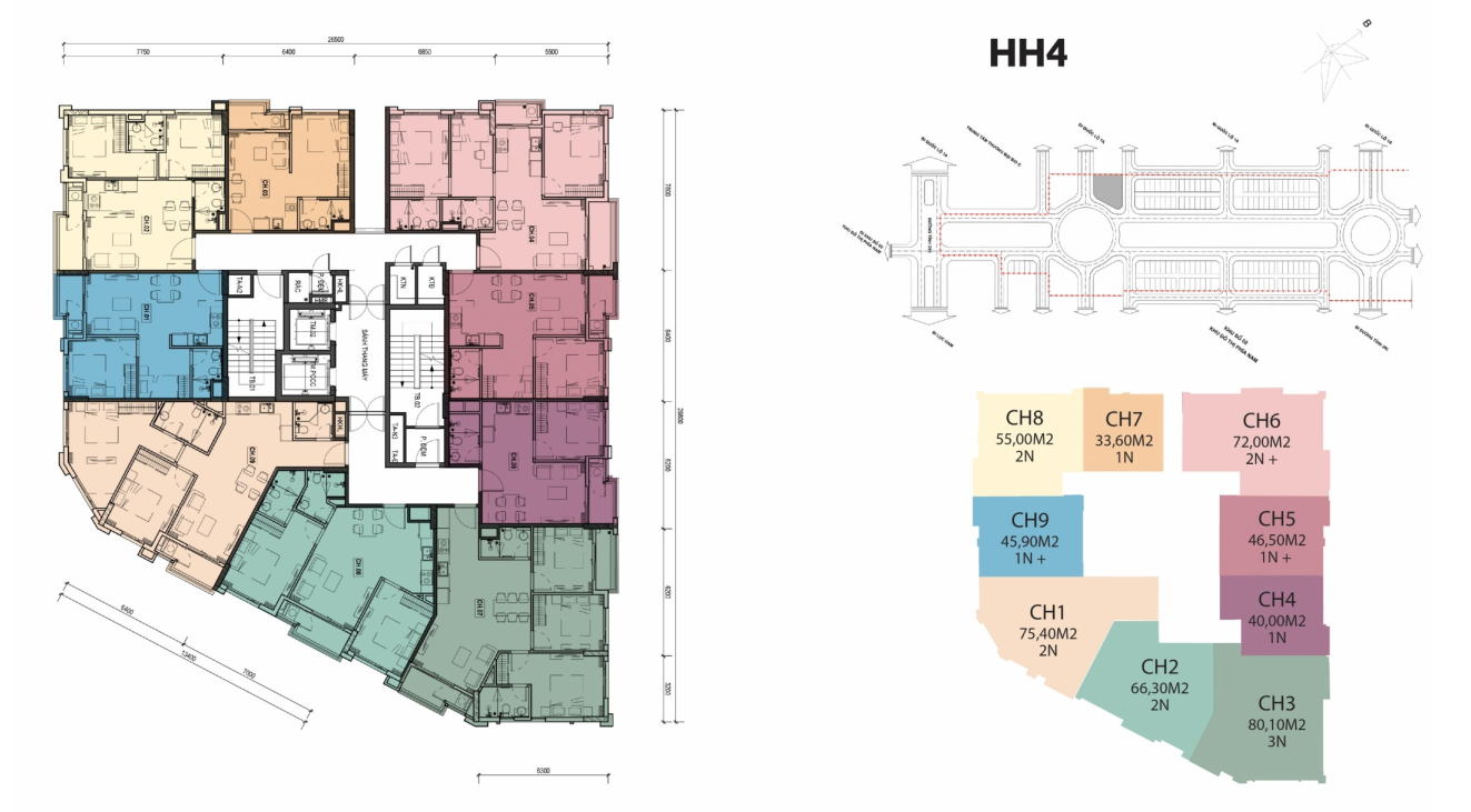 mặt bằng tòa HH4 The Interone bắc giang