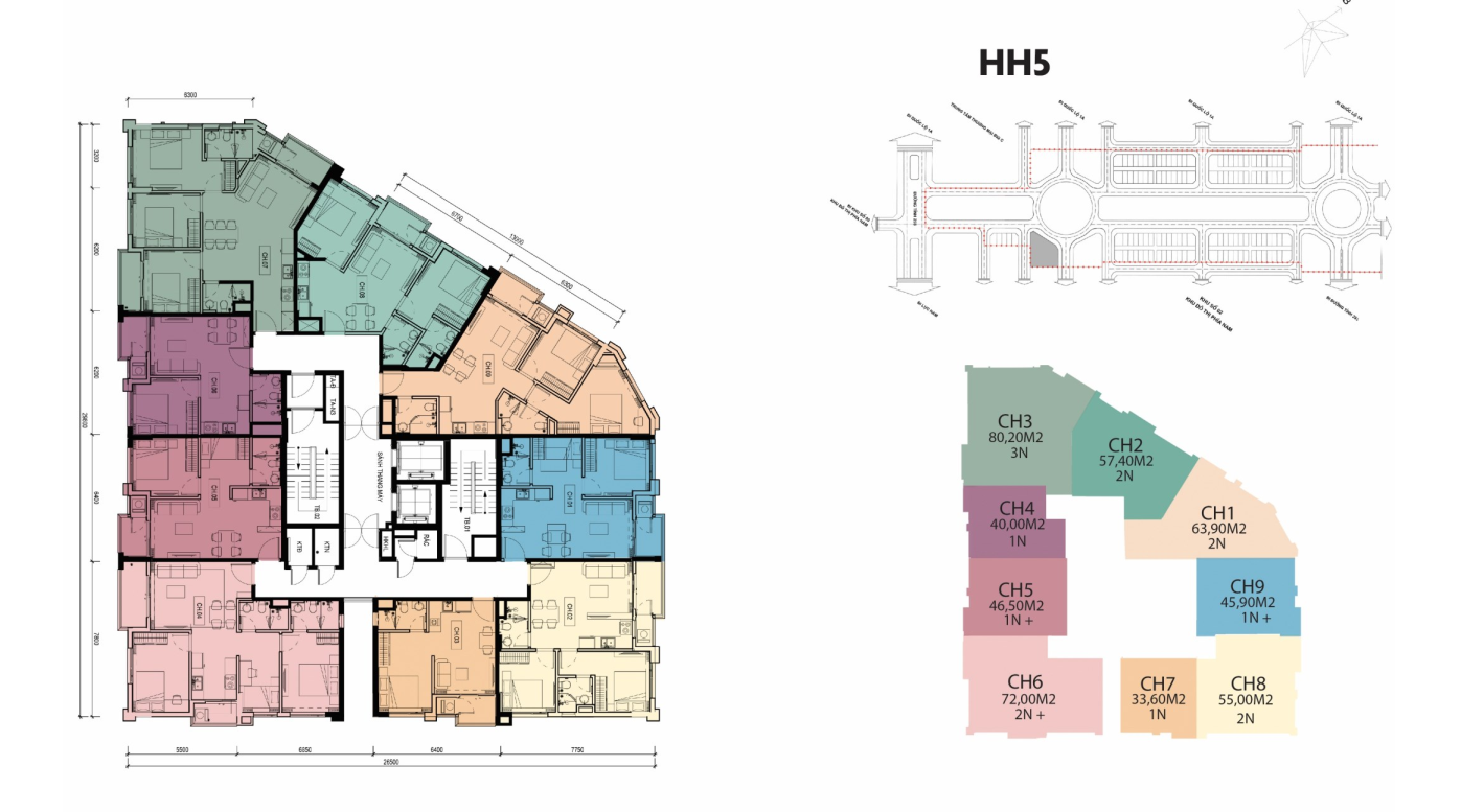 mặt bằng tòa HH5 The Interone bắc giang